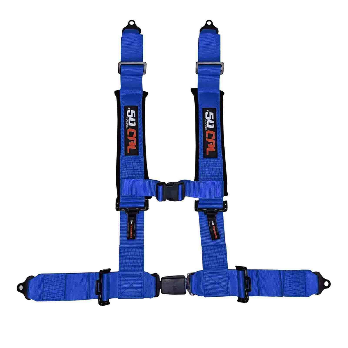 4 point harnesses (2) for bucket seat, push button release, 10 colors to choose from, racing harness 4 point race car UTV RZR (Blue, 3 inch) [6042]