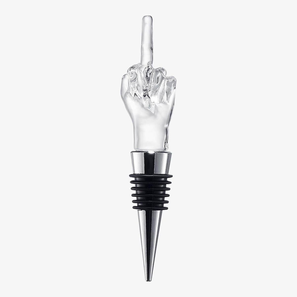 Unique Wine Bottle Stopper - Funny Wine Cork Beverage Bottle Sealer, Middle Finger Shaped Gag Gift For Wine Connoisseur & Lover, Reusable Glass Sealing Plug, Silicone Bottle Cap For Him, Her