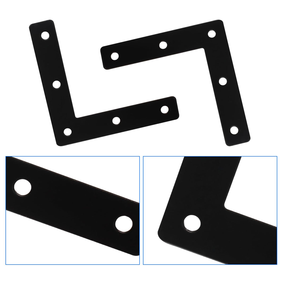 Hordion 10Pcs 3 x 3 Inch L Bracket Corner Brace (80 X 80mm), Iron Flat Corner Bracket, Metal L Shaped Support Brace, Right Angle Repair Plates with Screws