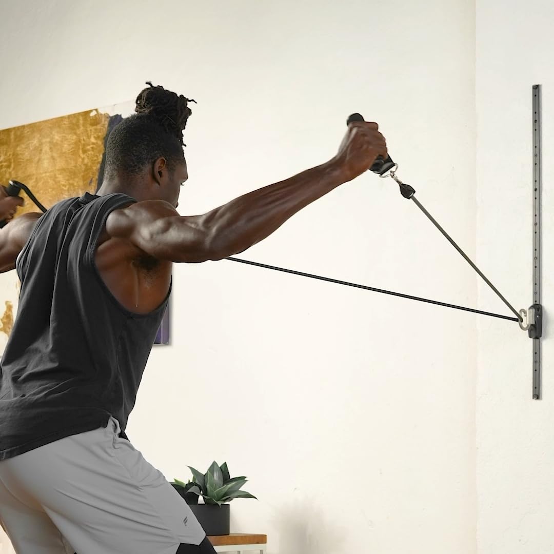 Kinetic Bands Space Saver Gym Resistance Bands Wall Anchor System – 2 Rails & 2 Rail Cars | Adjustable Home Gym for Strength, Rehab & Full-Body Workouts (Without Resistance Bands)