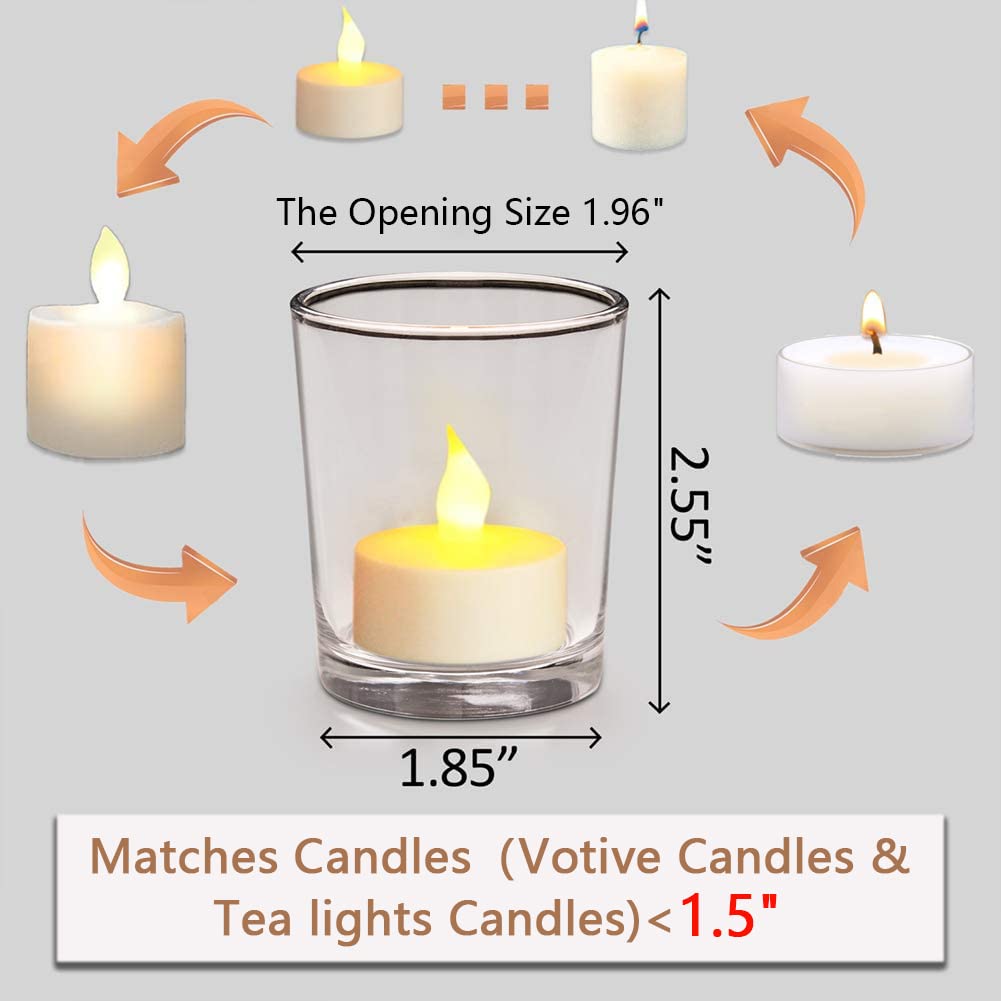 DARJEN Votive Candle Holders Set of 12 - Glass Votives Holder - Clear Floating Tealight Candle Holder Bulk for Table Centerpieces & Wedding Decor