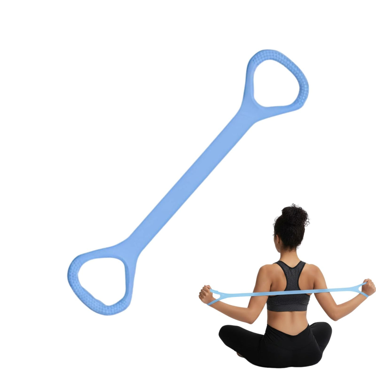 Figure 8 Fitness Resistance Band, Exercise Resistance Bands for Women, Resistance Bands with Handles for Arms, Back, Shoulders, Legs and HIPS Working Out (Blue)