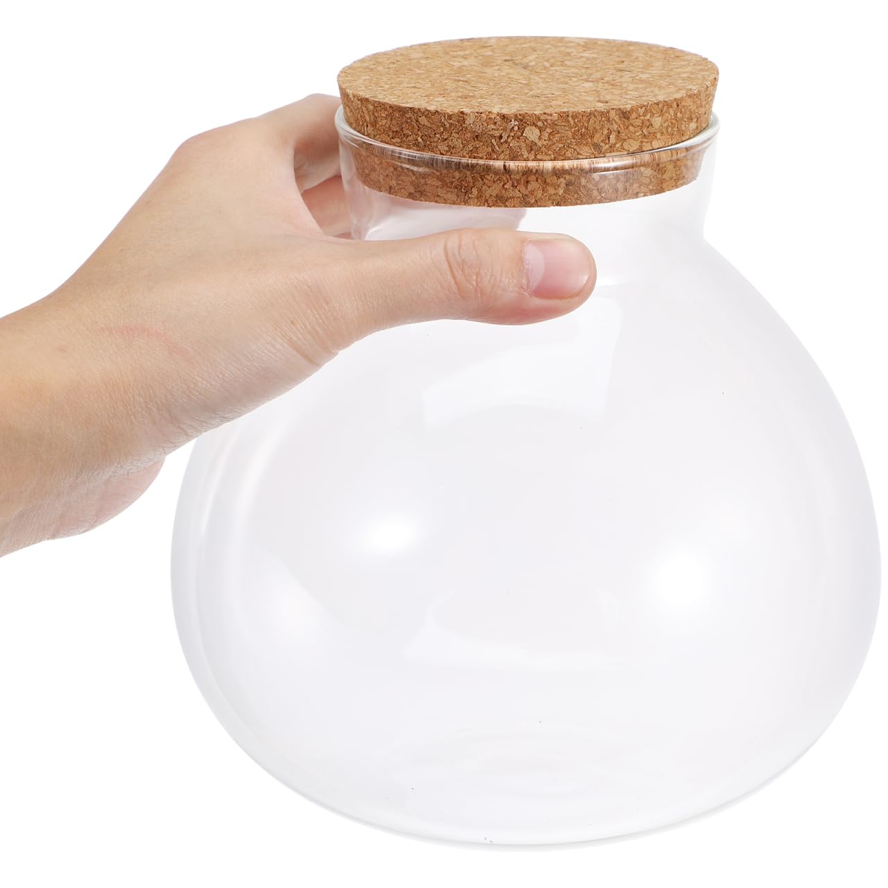 Toddmomy Glass Terrarium Bottle with Cork Lid, Closed Micro Landscape Round Jar, Desktop Moss Container for DIY Fairy Garden and Plant Ecosystem