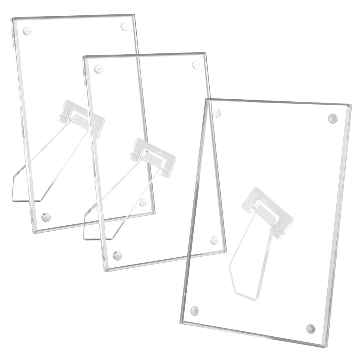 3 Pack 4x6 Acrylic Picture Frames with Stand, Floating Effect, Frameless Frame with Strong Magnets, for Wedding Sign Reception, Decoration, Photos and Art Display