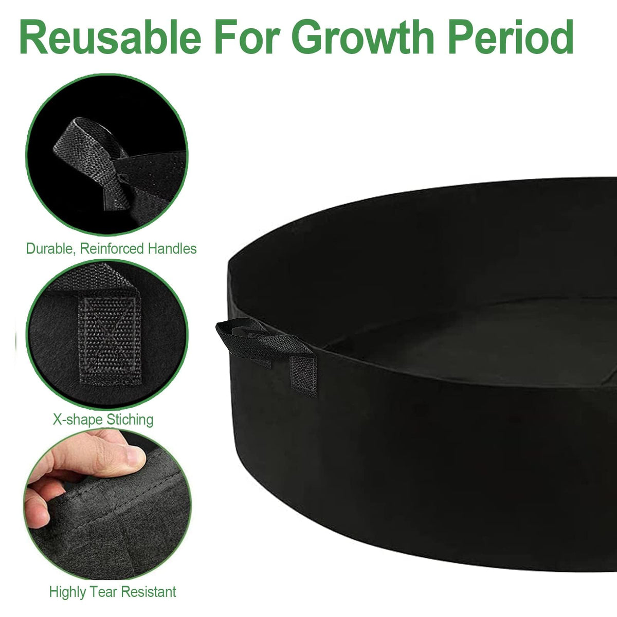 ZtohPyo 2-Pack 15 Gallon Grow Bags,Round Fabric Raised Garden Beds with 2 Handles,Durable Garden Planter Cloth Pots Container to Grow Vegetables for Outdoor Plants