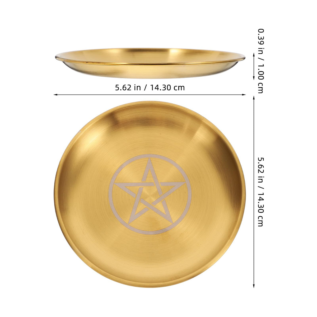 Angoily Bed Side Table Tray, Altar Plate Candle Holder, Ritual Burning Incense Offering Bowl, Decorative Tealight Tray for Witchcraft Wiccan Tarot Supplies A Witch Decor Round Metal Jewelry Tray
