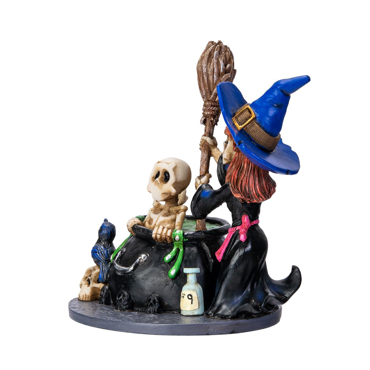 Pacific Giftware Bewitching Kitchen Halloween Witch Skeleton Cauldron Figurine by David Lozeau, Spooky Cute Gothic Decorative Statue, Hand-Painted Resin Decor, Collectible Halloween Accent 6" H