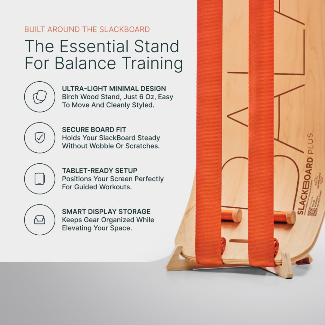 GIBBON SlackBoard with Stand - GiBoard Balance Board Kids & Adults - Slackline Balance Trainer - Slack Board Core Workout Equipment Home Gym Training - Standing Desk Exercise - Yoga, Agility, Pilates