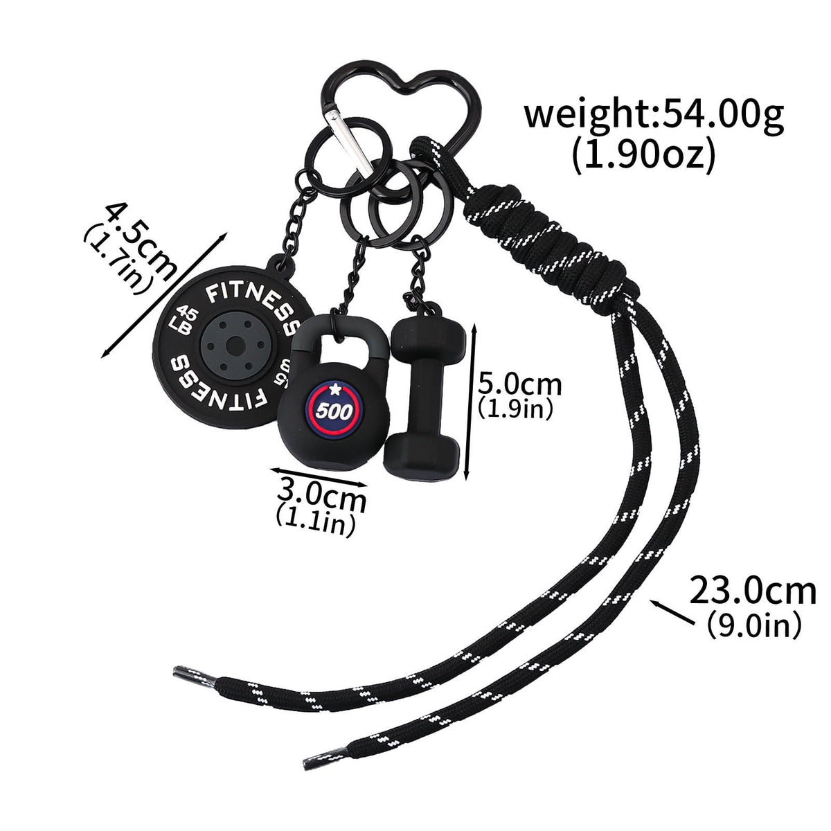 Disengor Gym Dumbbell Barbell Kettlebell Purse Keychain - Muscle Faith Cup Rope Bag Handbags Charms - Men Women Premium Gift for Fitness Enthusiasts (Black)