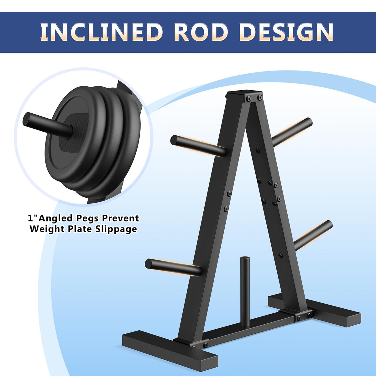 Weight Plate Rack, Weight Tree, 1-Inch Home Gym Storage Stand, Holds 300 lbs