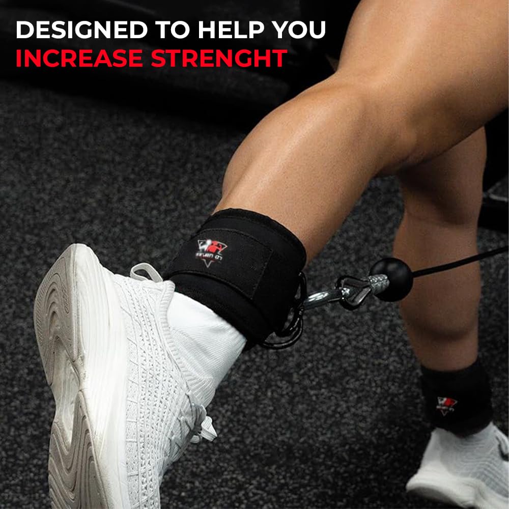 Ankle Strap for Cable Machine, Adjustable Neoprene Padded Ankle Cuffs for Glute Workouts, Kickbacks & Hip Abductors, Cable Attachment for Home Gym Fitness Equipment, Women & Men 2Pcs (Black)