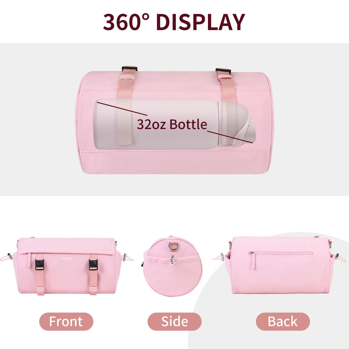 LAIMEIWEE Small Gym Bag for Women Men, 11L Compact Workout Yoga Bag with Wet Pocket and Yoga Mat Holder, Mini Sport Duffle Bags for Dance, Pilates, Ballets, Swimming, Travel (Pink)