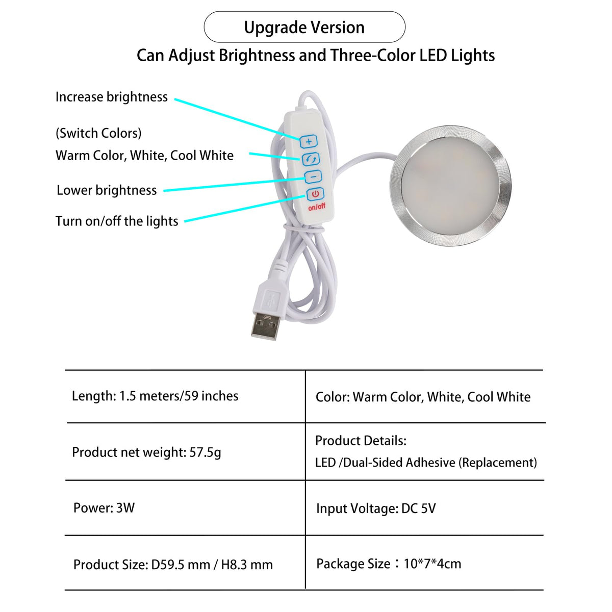 Cxydm led lamp kit 001 Compatible with Bambu Lap H2D/A1/A1mini/P1S/P1P/X1C Light kit, Three Colors with Power-Off Color Memory, Makerworld‘s 3D Printed DIY Light Models, 5V USB Powered, 2Pack+Charger