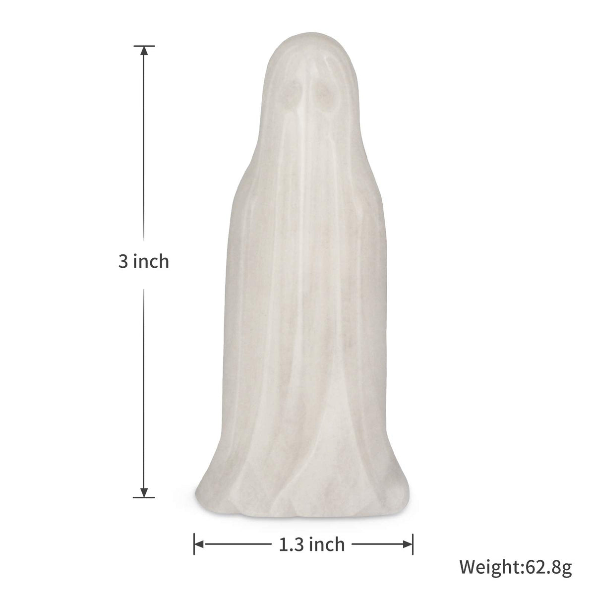 Artistone 3.0" White Jade Crystal Halloween Ghost Statue, Hand Carved Gemstone Ghost Figurine Healing Stone Sculpture for Carnival Party, Home, Office Decor