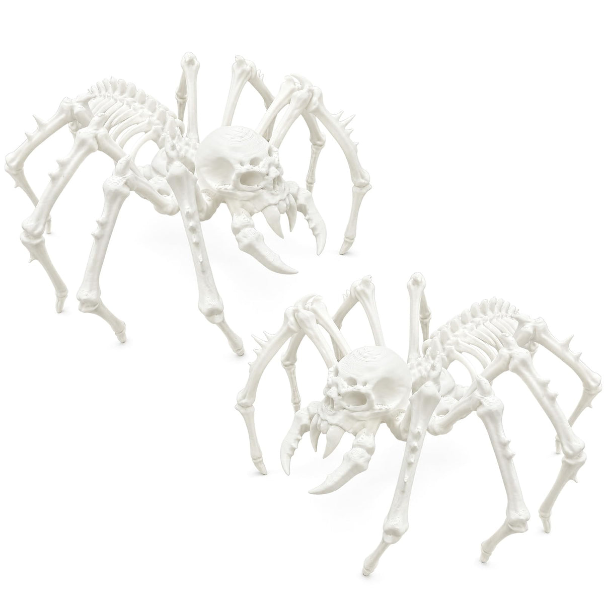 Kathfly 2 Pcs Spider Skeleton Decor, Animals Skeleton Ornaments Plastic Spider Skull Bones Figure Decor for Indoor and Outdoor Halloween Party Props Escape Rooms