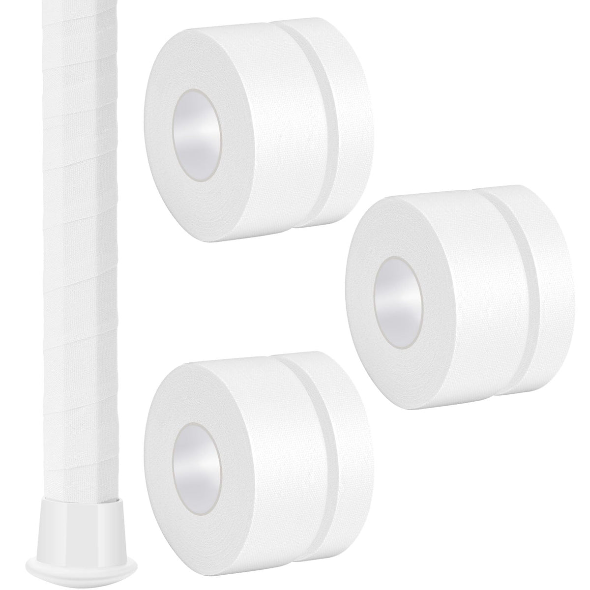 Gemscream 6 Pcs 30 ft Lacrosse Stick Tape 1 Inch 1/2 Inch Non-precut Cotton Sweat Absorbent Bat Grip Tape for Lacrosse Baseball Bats (White)
