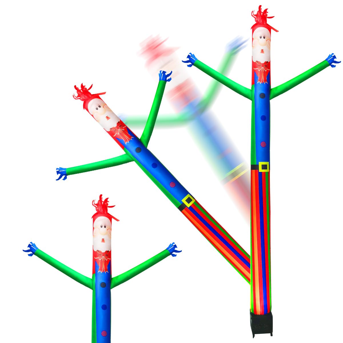 8ft Inflatable Air Waving Tube Dancer with Blower Set, Blow Up Inflate Santa Clause for Christmas Decorations (Santa Claus with Blue Shirt)