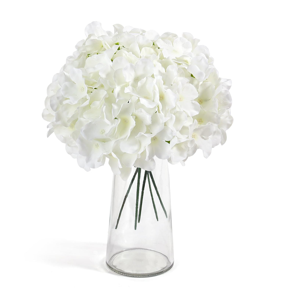 Auihiay 26 Pieces Hydrangea Artificial Flowers Silk Hydrangea Flowers Artificial Flowers Heads with Stems for Home Wedding Party Decorations (Ivory)