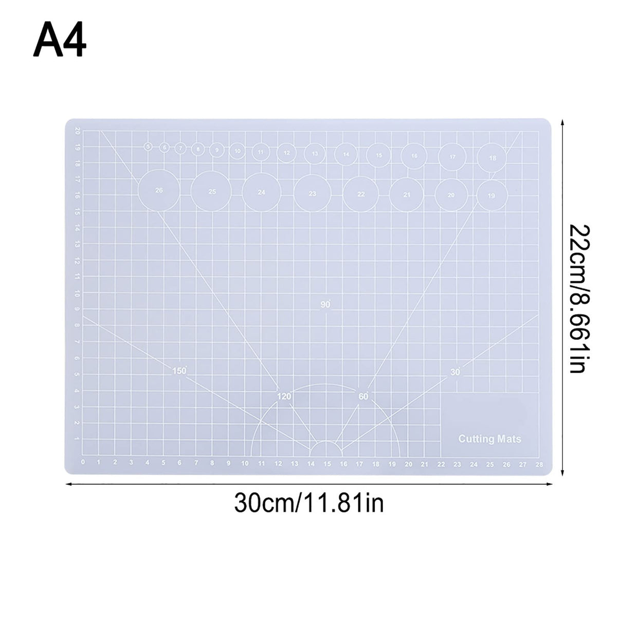 MUNEFE Translucent Cutting Mat, See Through Self Healing Cutting Mat, Non Slip Gridded Cutting Board for Writing, Painting, Paper Sculpture, Etc(A4 Translucent Cutting Board)