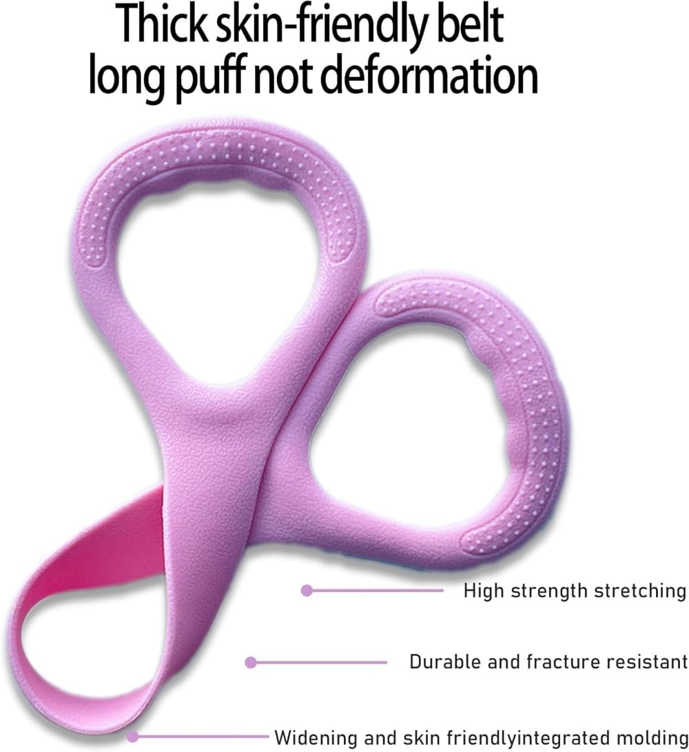 Cur8trends Figure 8 Resistance Band, Silicone, 20 lb Tension, for Arm Workout, Stretching, Yoga, for Women and Men (Blue + Pink)