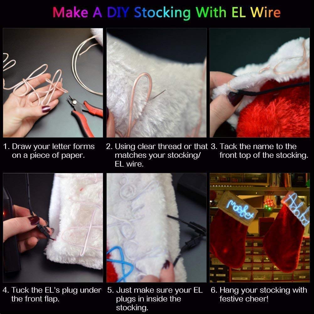 El Wire Neon Light Car Interior LED Lights, Ambient Lighting Kits for Xmas Halloween Christmas Car Decoration(5m/16ft, Pink)