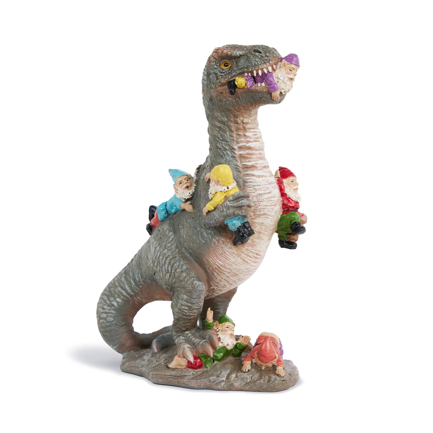 HORTIX Dinosaur Garden Gnome Statue 12”, Outdoor Yard & Garden Decor, Patio Lawn Decoration, Gardening Gifts for Women, Housewarming Present