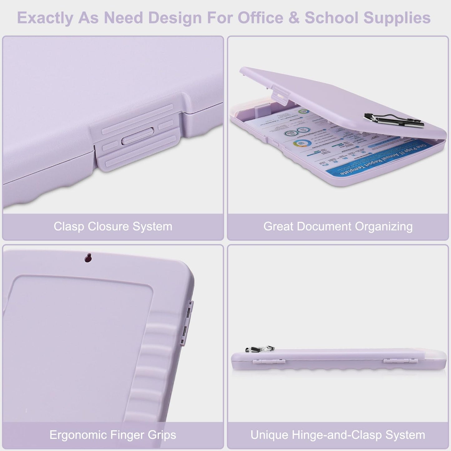 SFLHHDM Purple Clipboard, Clip Board 8.5x11, Teacher Clipboards with Storage, Plastic Clipboard with Pen Holder, Clipboards Storage for Women Teachers Work, School & Office Supplies