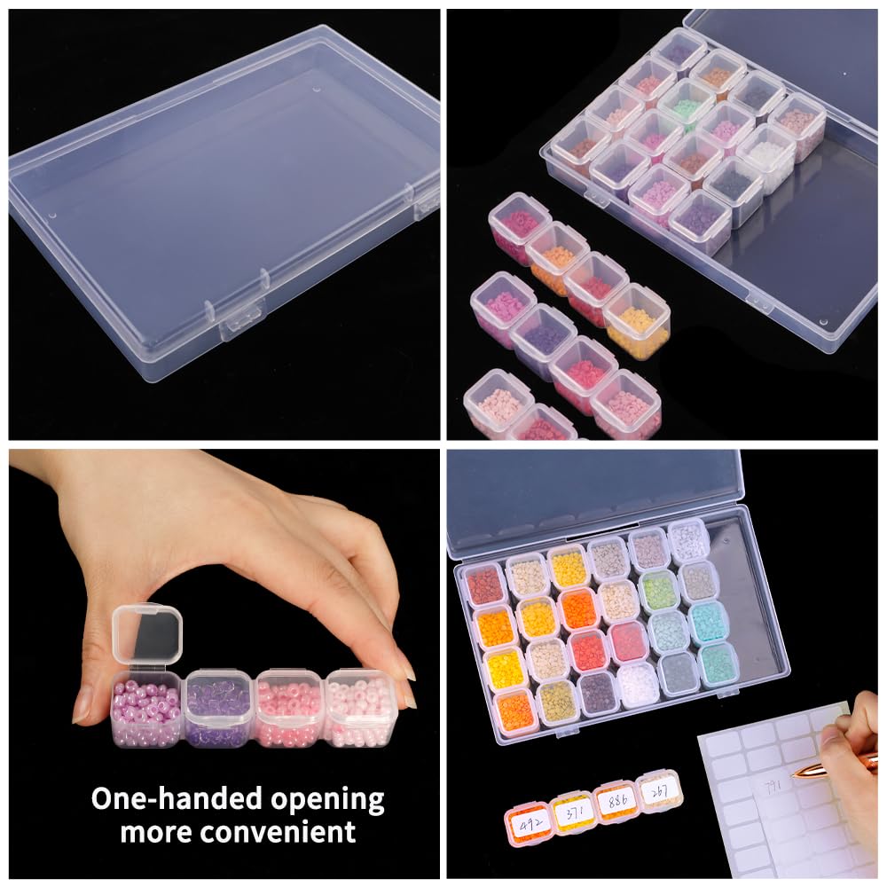 SGHUO 168 Slots 6pcs 28 Grids Diamond Painting Boxes Plastic Organizer, Bead Organizer
