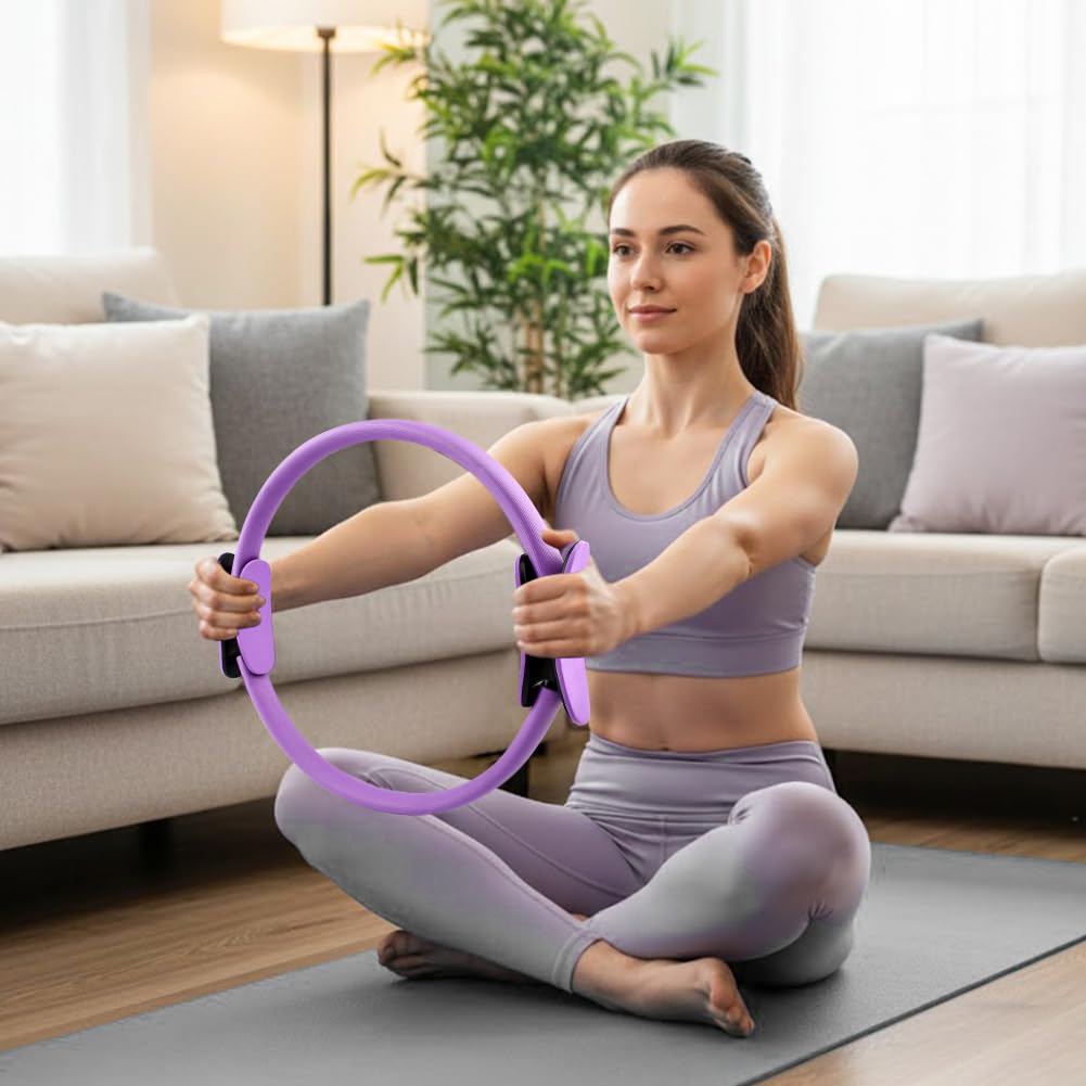 Pilates Essentials Kit for Women, 14 Pcs Pilates Equipment for Home Workouts with Yoga Circle Ball Ring, 5 Resistance Bands,Pedal Puller Resistance Band,Anti Slip Socks for Starter Set Accessories