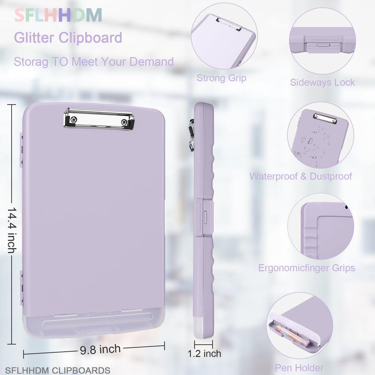 SFLHHDM Clipboard with Storage,Storage Clipboard with Pen Holder, A4 Binder Clip Boards 8.5x11 with Low Profile Clip,Side Opening Nursing Clipboards, Clipboards Folder for Office Supplies-Dusty Purple