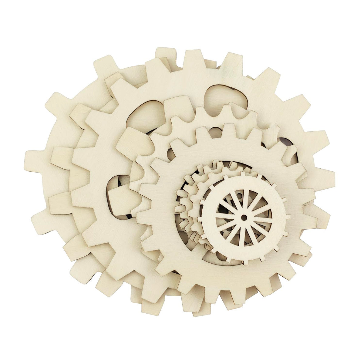 10 Pcs Wooden Gear Set up to 5.9" Wood Gear Cutouts Unfinished Wood Gear Crafts Decorations Steampunk Design DIY Paint The Gears Craft Supplies