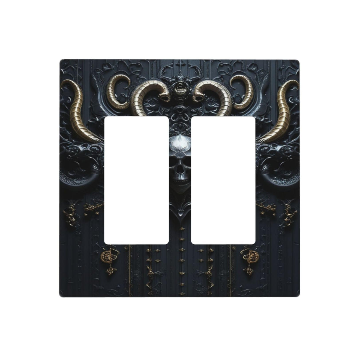 Light Switch Cover Plate Mid Century Dark Fantasy Gothic Skull Horror 2 Gang Double Rocker Outlet Covers Decorative Switch plates Electrical Wall Plates GFCI for Bathroom Bedroom Decor