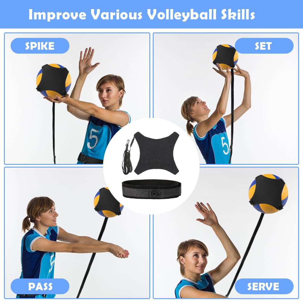 ENERACES Solo Volleyball Trainer with Rebounder – All-in-One Volleyball Training Equipment for Serving, Spiking & Setting Practice, Adjustable Serve Trainer for Beginners, Youth & Advanced Players