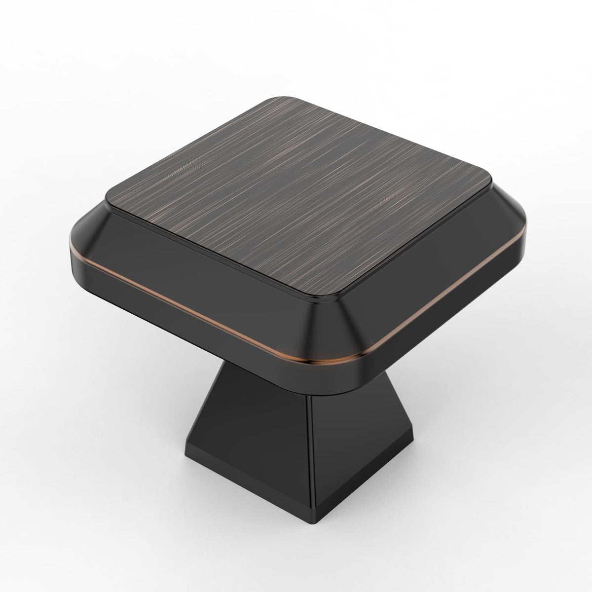 Amerdeco 10 Pack Oil Rubbed Bronze Kitchen Cabinet Hardware - Single Hole Square Drawer Knobs and Pulls for Bathroom Cabinets ZH0002
