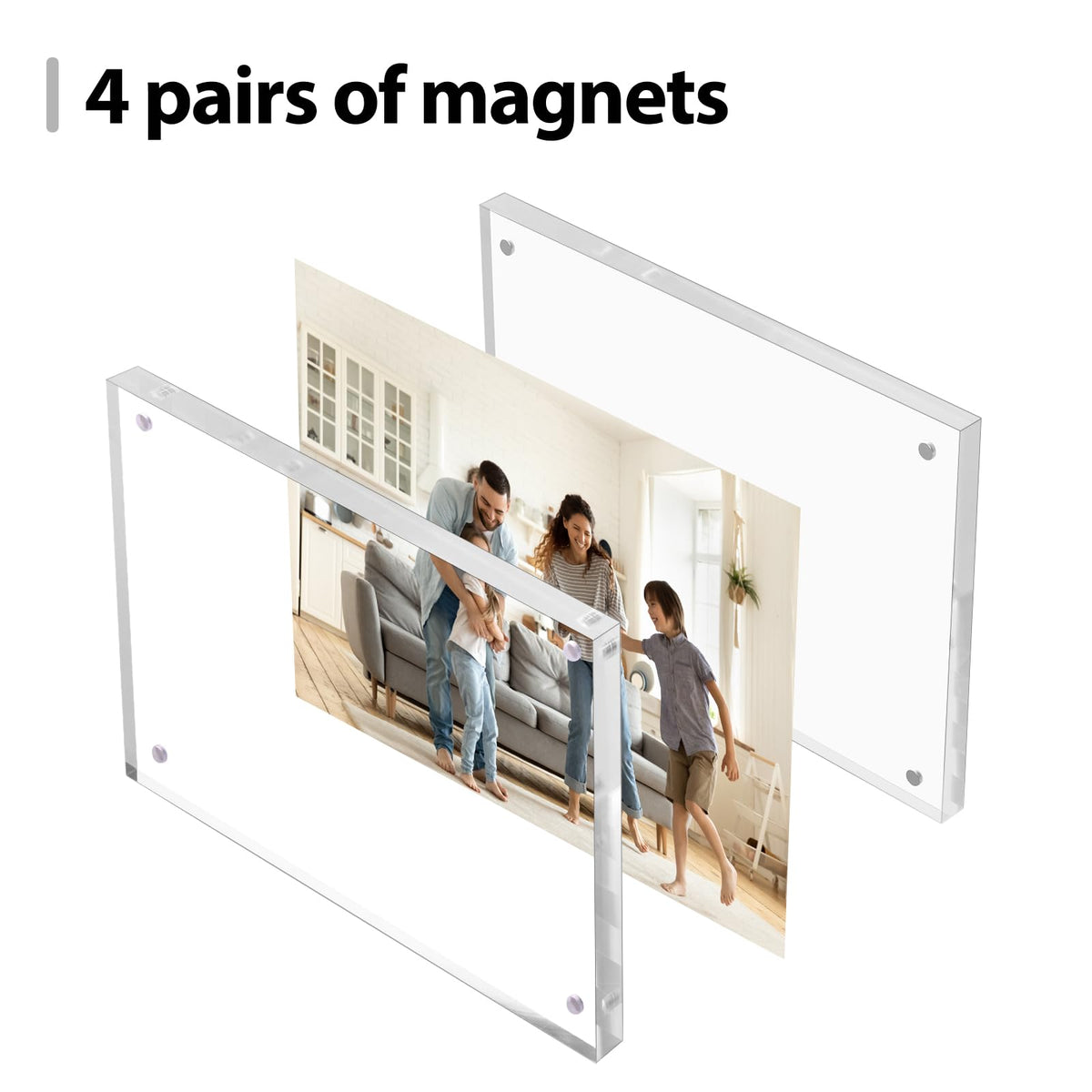 Fixwal 4x6 Picture Frame, 6 Pack Acrylic Frames, Clear Double Sided Photo Frame with Magnetic Desktop