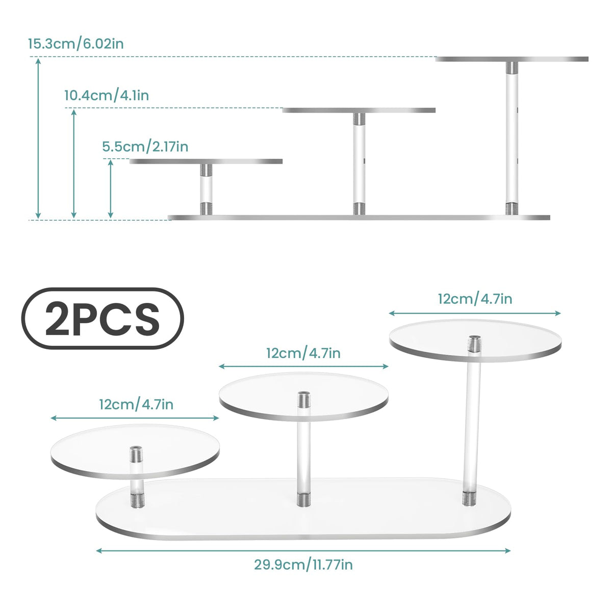 NiHome Display Stand for LEGO Botanical Collection Sets, Clear Acrylic 3-Tier Stepped Riser for Collectibles Figures Tabletop Plants Perfume Cupcakes, Room Decor, Tool-Free Quick Assembly, 2 Pack