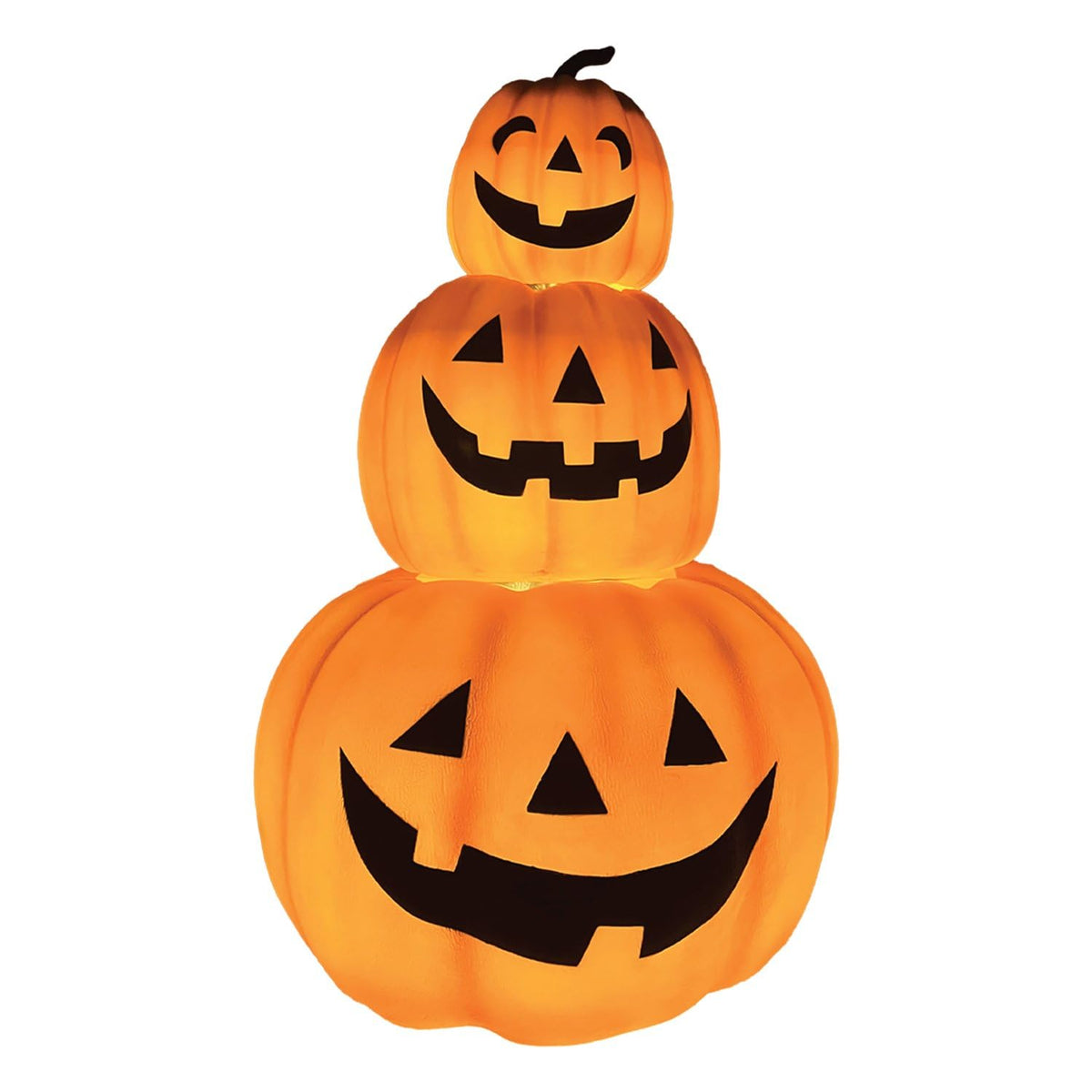 Haunted Hill Farm 2-Ft 3 Stacking Pumpkins Blow Mold, Light Up Halloween Decoration & Prop, Indoor Pumpkin Décor for Haunted House, Apartment, Home & Office