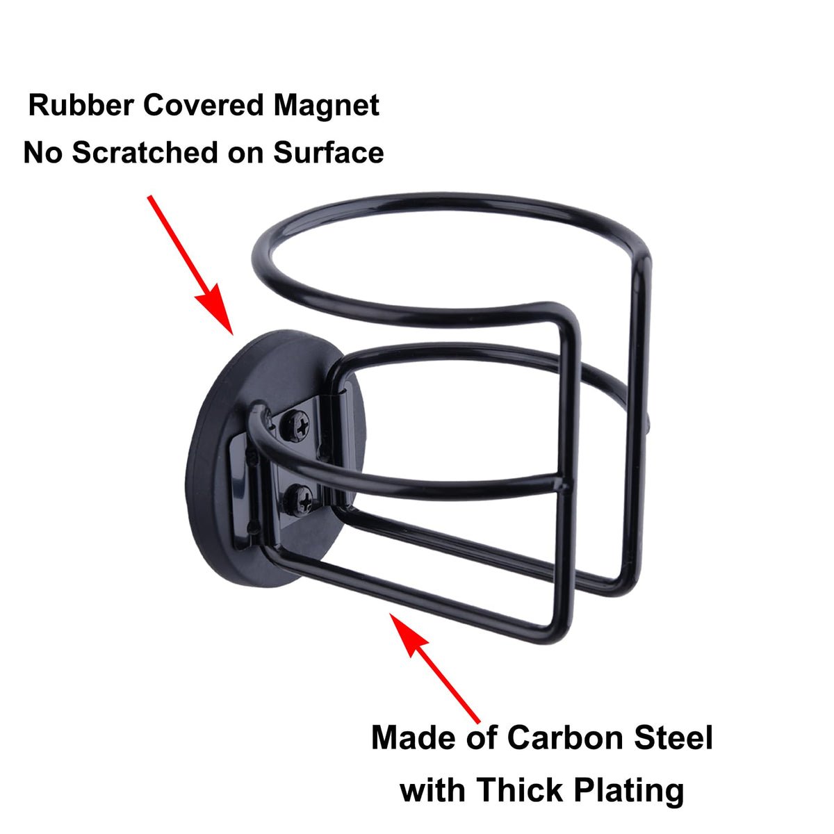 Magnetic Cup Holder with 2 Screws Mount, Full Covered Bus Tractor Cup Holder, Magnet Drink Holder for Bottle, Black Pack of 1