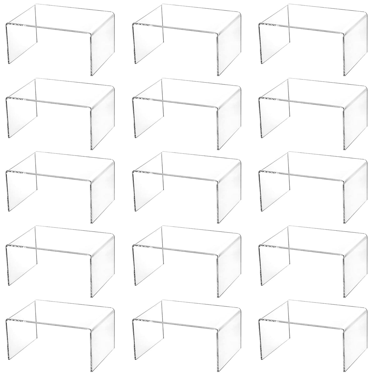Hedume 16 Pack Clear Acrylic Display Risers, 4.4" x 3.2" x 2.2" Display Stand for Figures, Buffets, Dessert, Cupcakes, Candy, Jewelry and Collectibles