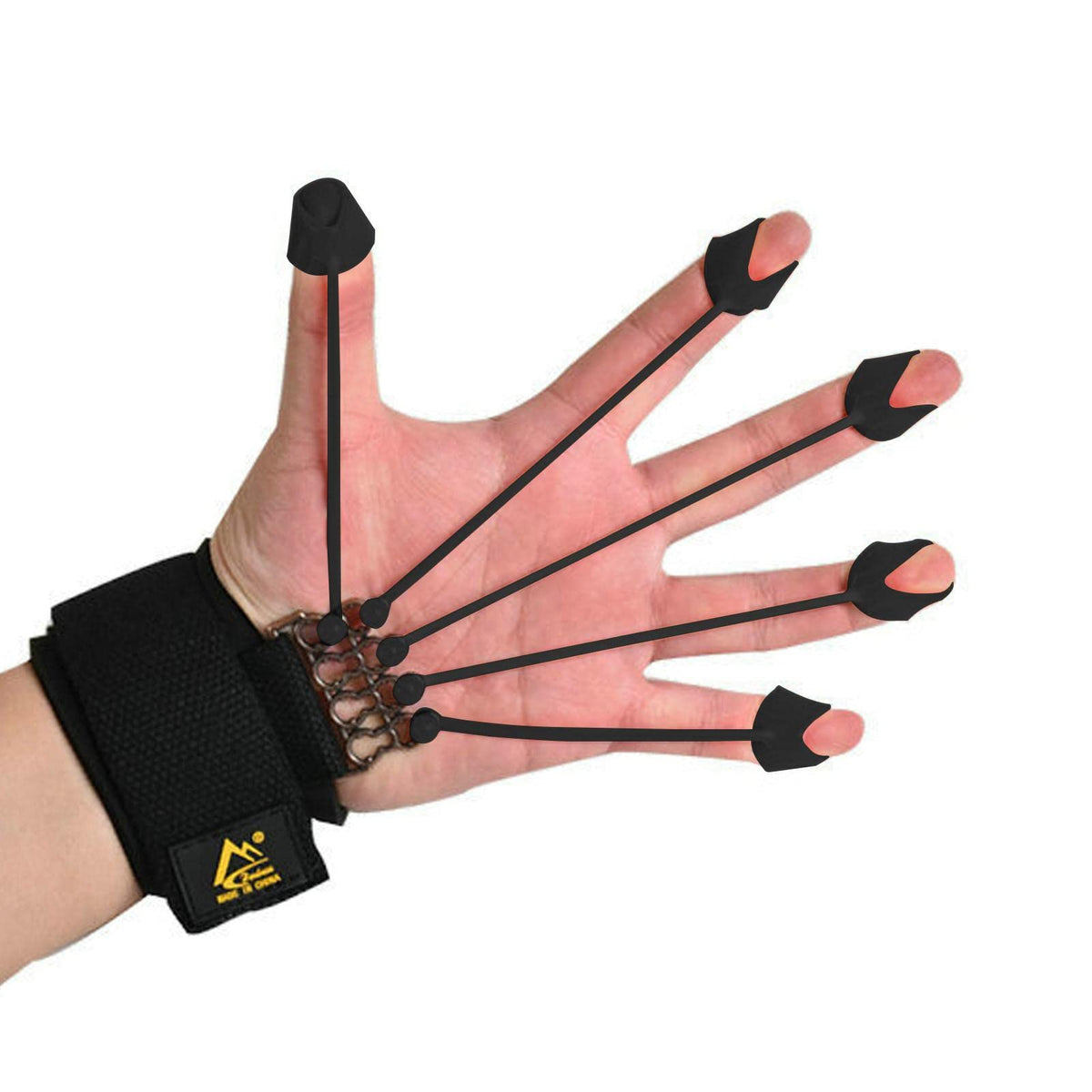 xiaoye 60 lbs Elastic Silicone Finger Exerciser, Finger and Hand Extensor Trainer Exerciser with Resistances Band Stretcher Strengthener for Wrist Hand (Only), Black