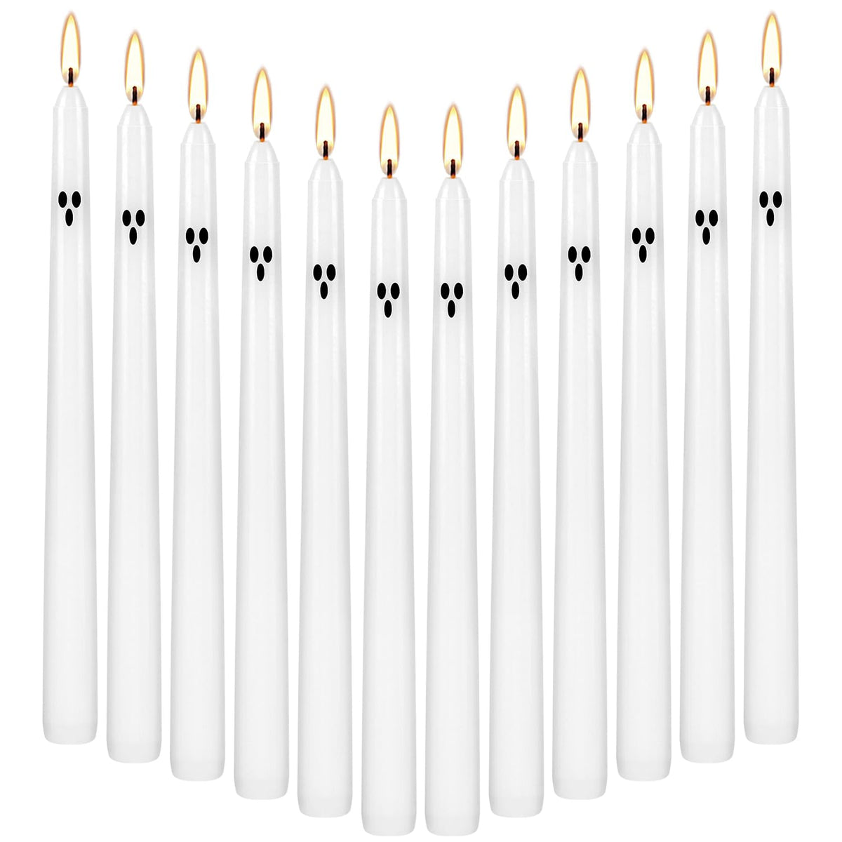 12pack 10inch Ghost Halloween Taper Candles-unscented White Spooky Candles Decorations Halloween Ghost Shaped Decor for Party Favor Home Table