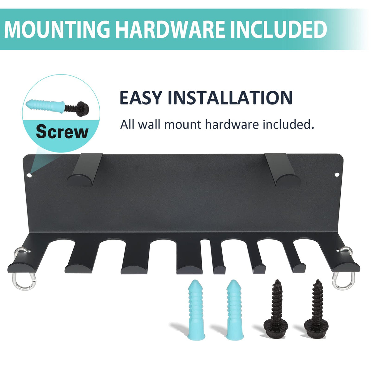 Multi-Purpose Gym Storage Rack Resistance Bands Holder Home Gym Accessories Storage Fitness Bands Rack Heavy Duty Hooks for Resistance Bands, Straps, Jump Ropes, Foam Rollers, Chains
