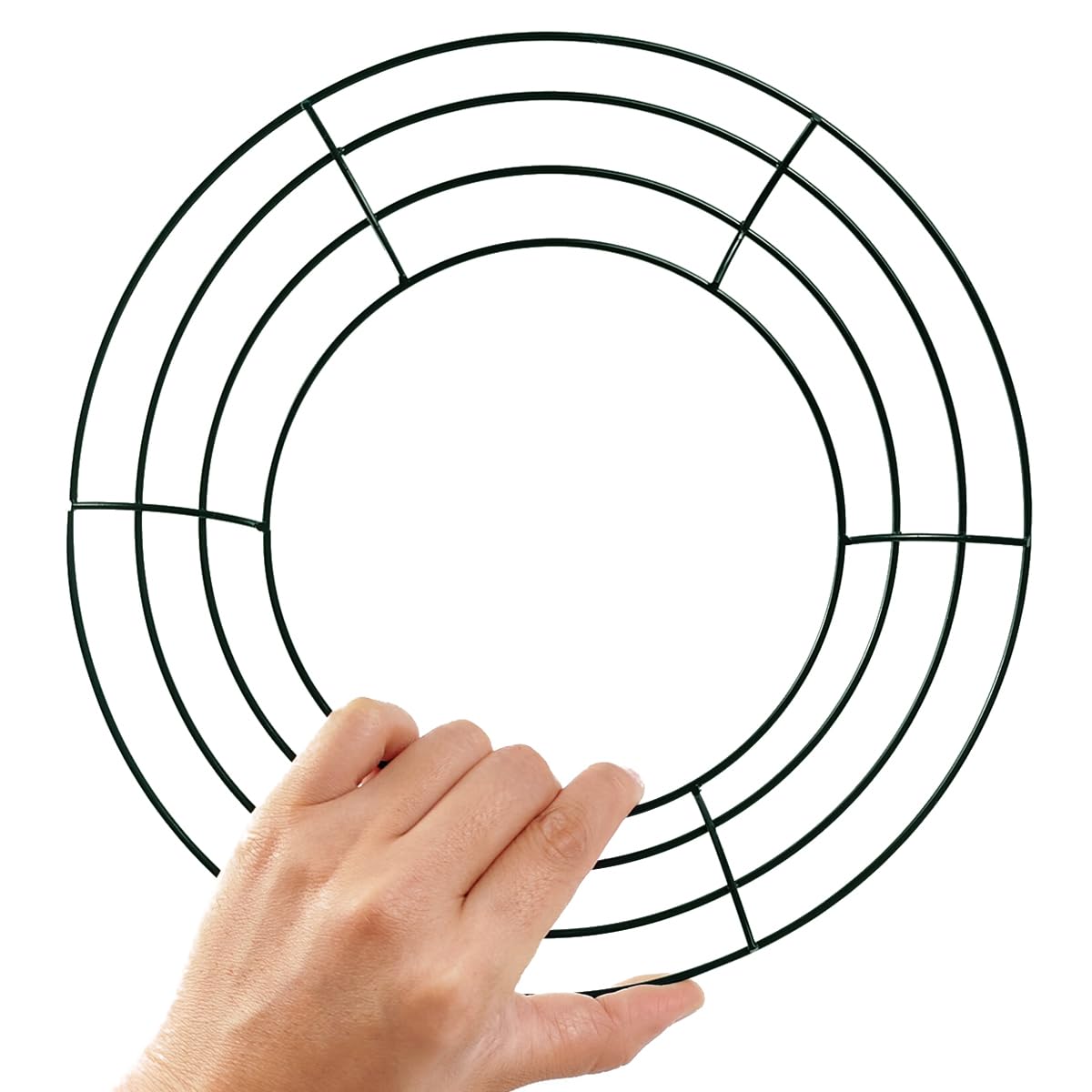 TIHOOD 6PCS 10” Wire Wreath Frame Round Metal Wreath Form for Crafts & Floral Decorations on Weddings Christmas Home Party Celebrations, Dark Green