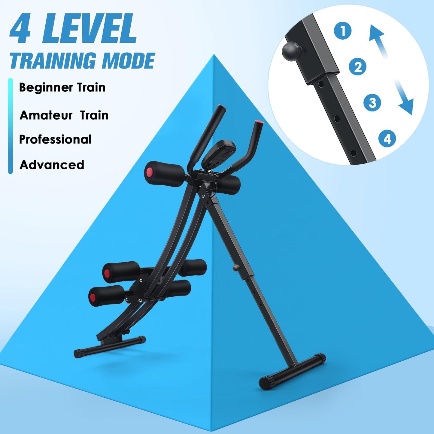 Fitnzoby Abdominal Trainers, Adjustable AB Machine at Home or Gym for Core Strength Training, Ab Cruncher Foldable Fitness Gear for Men and Women Exercise &Workout