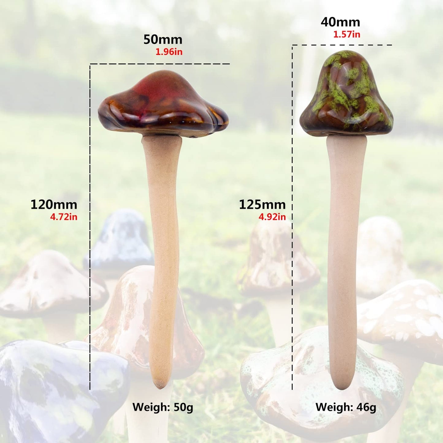 8PCS Ceramic Mushroom Garden Pot Decoration Mushroom Figurine Indoor and Outdoor Flowerpot Decoration Lawn Tree Ornaments Pottery