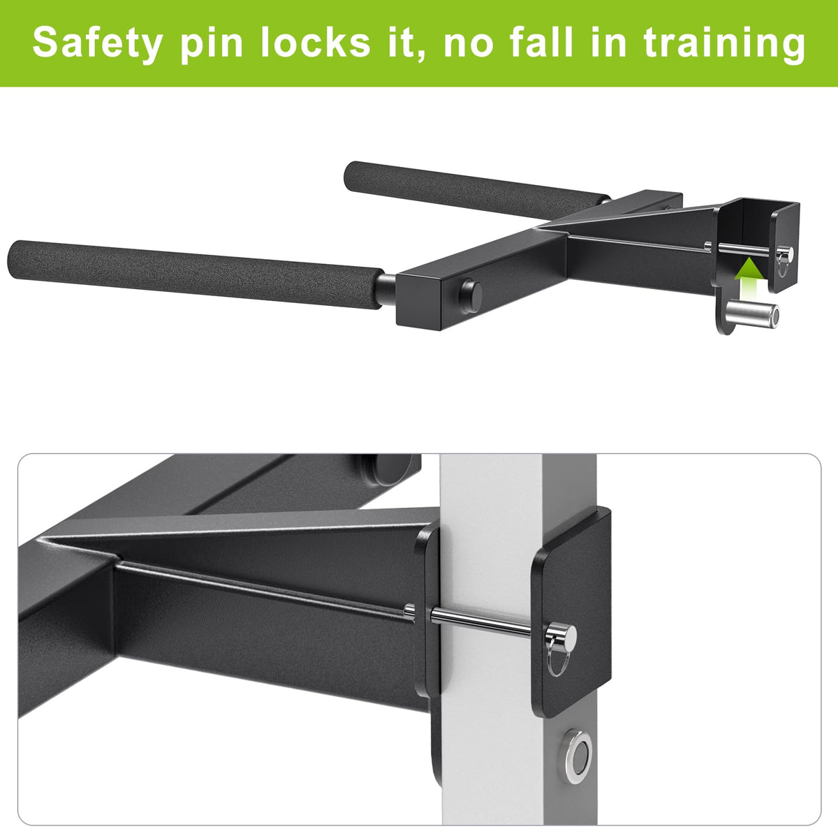 Kipika Y-Shaped Dip Bar for 2" x 2" Power Cage with 5/8" or 1" Hole - Dip Bar Attachments for Home Gym - Heavy Duty Power Rack Attachments - 2" x 2" Squat Rack Accessories for Strength Training
