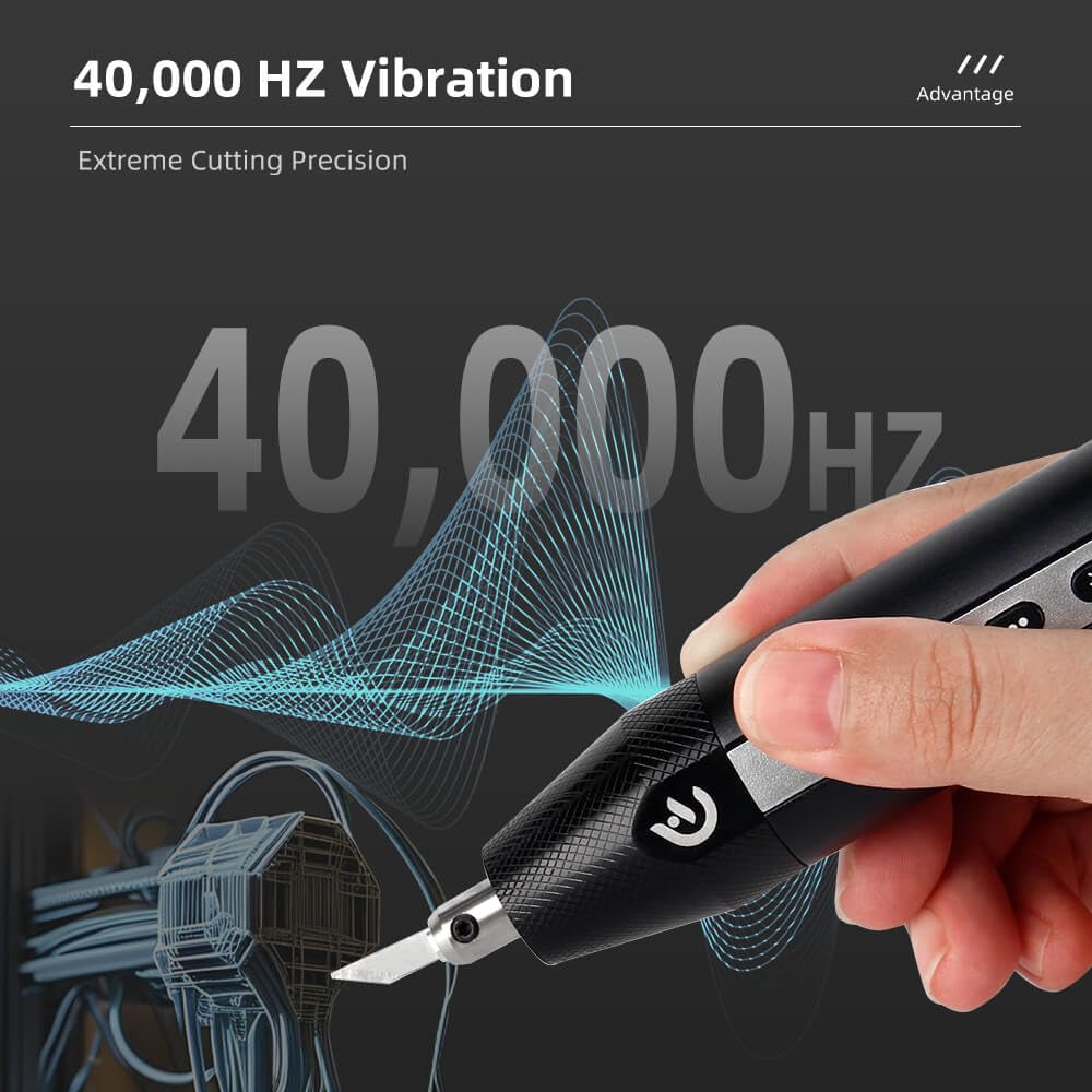 Hanboost C1 Ultrasonic Cutter with Built-in Battery,Upgraded Cordless Ultrasonic Knife 40,000 Vibrations Craft Cut Tool with Light for 3D Printed Models,Soap Making,PVC,Leather,Plastic,Wood&Foam Board