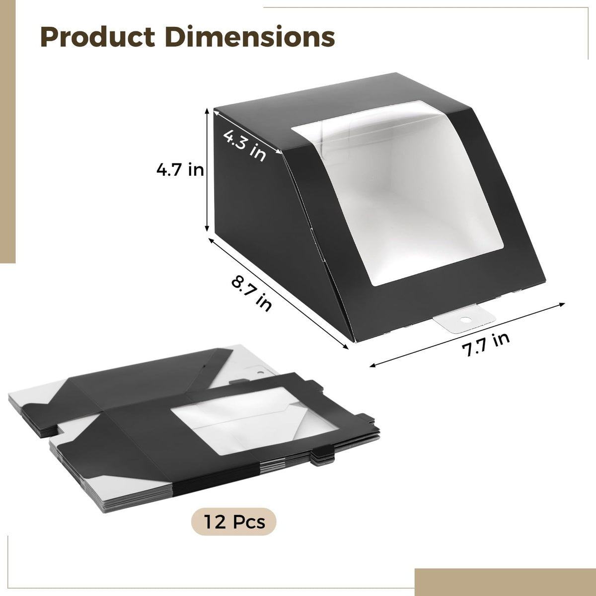 Homaisson 12 Pcs Black Present Boxes, Modern Hat Storage Boxes with Window Display, Sturdy Paper Cap Display Containers, Fold Packing Containers, 7.7x8.7x4.3 in