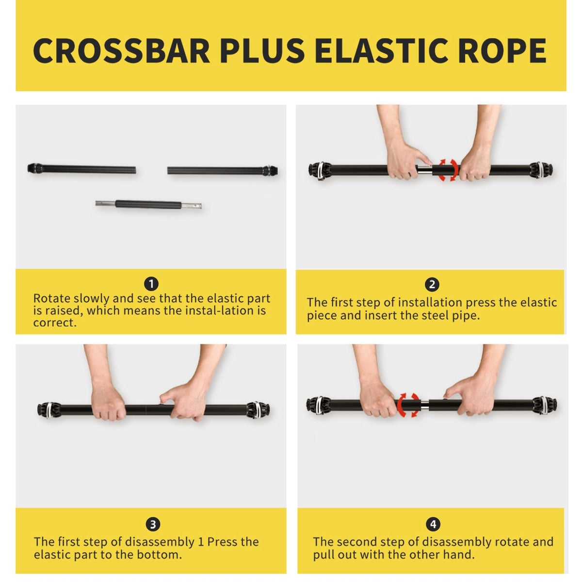 Resistance Band Bar, Portable Pilates Bar with Resistance Bands Home Gym Workouts Stick Squat Yoga Pilates Flexbands Kit for Full Body Shaping (43 Inch Bar + 4PCS Resistance Bands)…