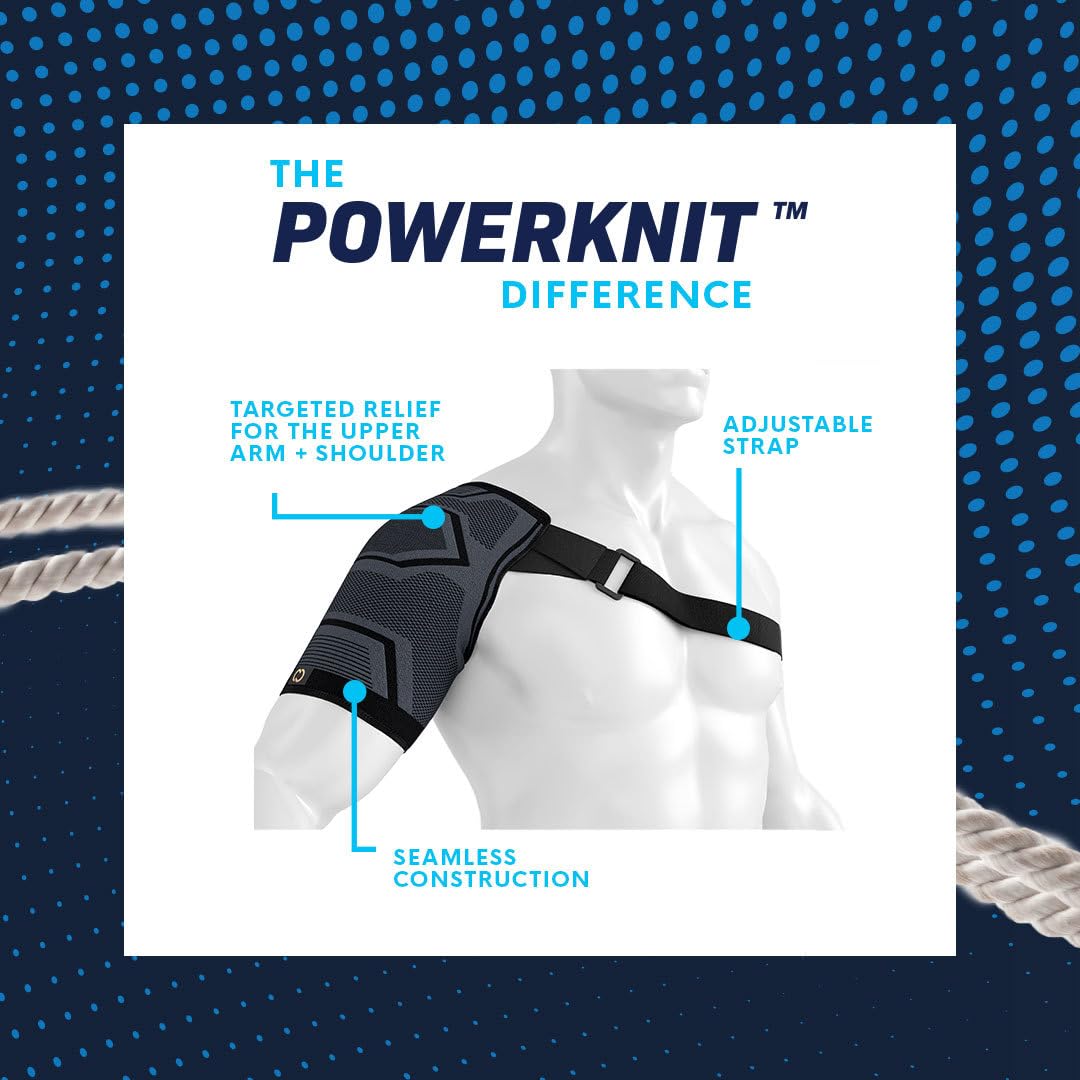 Copper Compression Shoulder Brace | Shoulder Pain Relief with PowerKnit Compression Technology | Shoulder Orthopedic Brace for Men & Women | Torn Rotator Cuff, Dislocation, & Other Shoulder Injuries